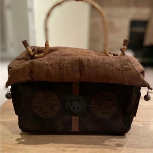 Vintage NWOT Lilli's Shanghai Ritz Carlton Textile Handbag Bamboo Handle